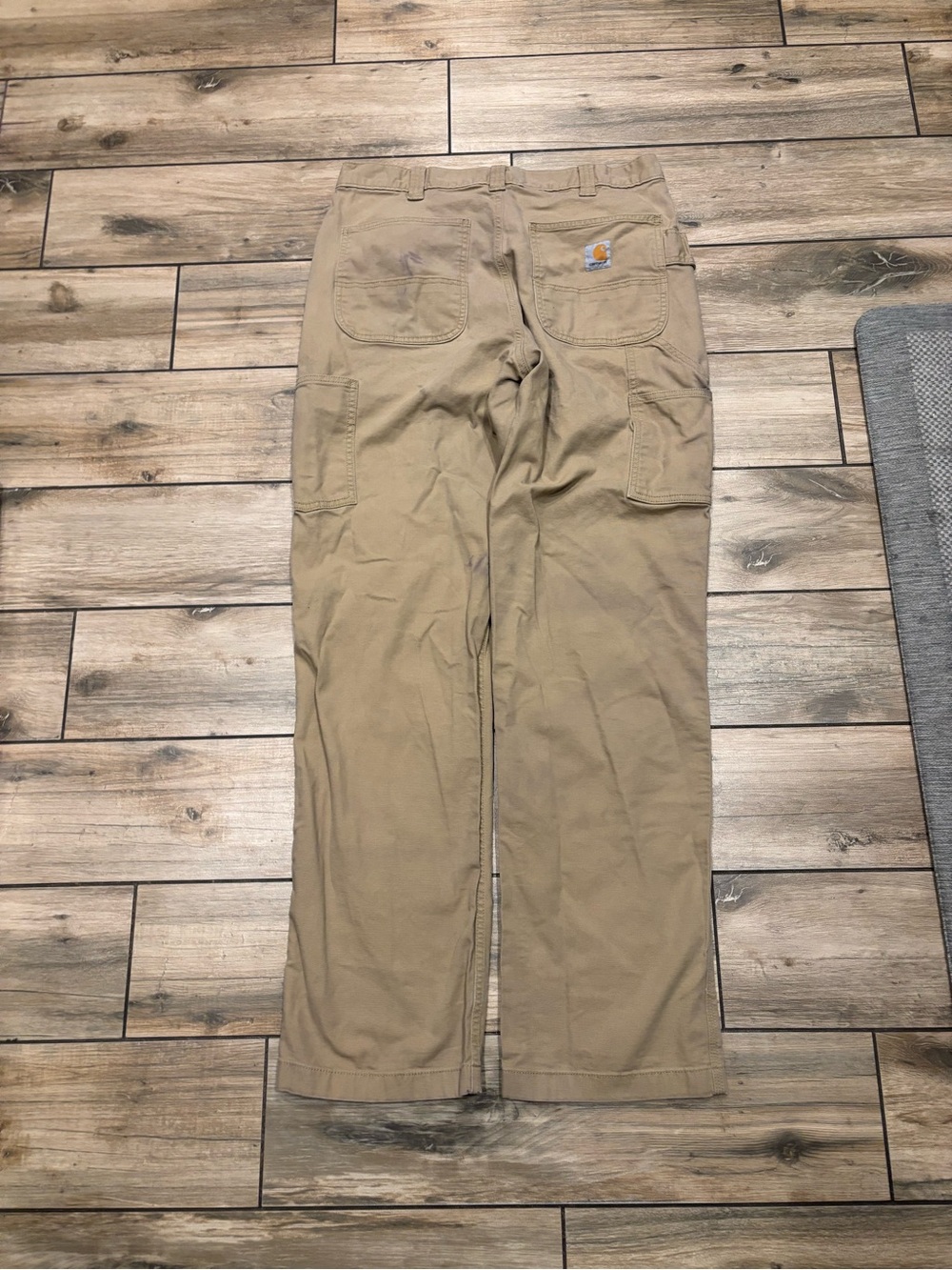 Y2K Baggy Carhartt Loose Fit Tan Canvas Carpenter Work Pants Mens 33x34